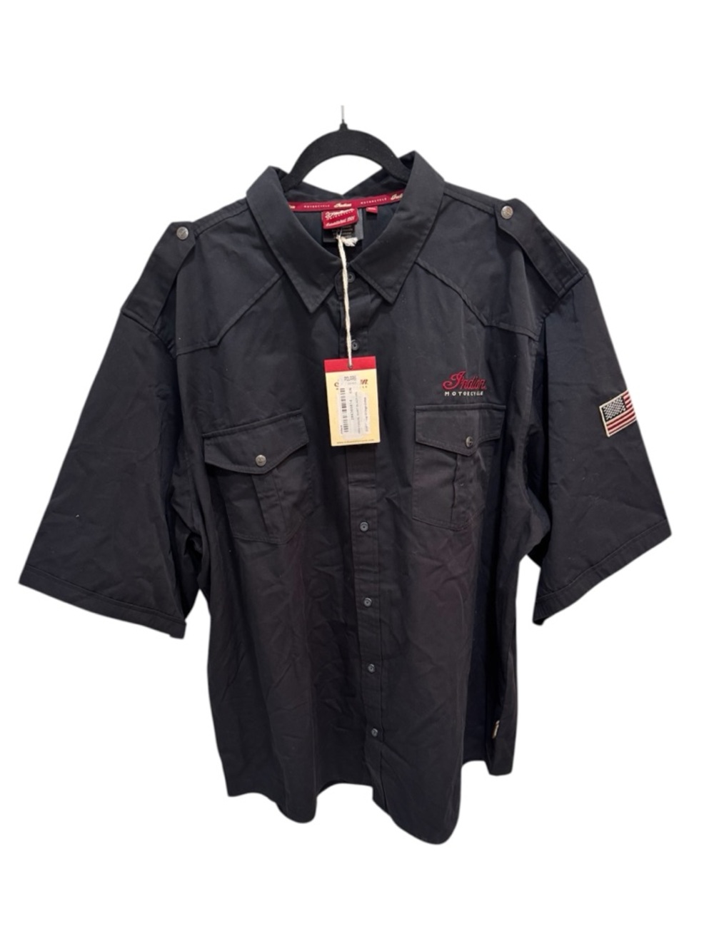 Indian Motorcycle Men's Short-Sleeve Casual Shirt Black 3XL 2863698 Biker NWT